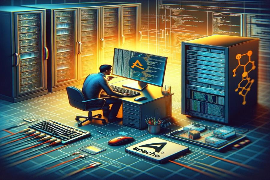Apache server setup - vytvořeno pomocí DALL·E