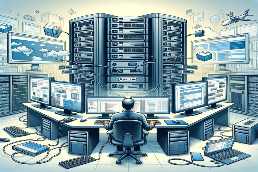 Apache virtual hosts - Vytvořeno pomocí DALL·E
