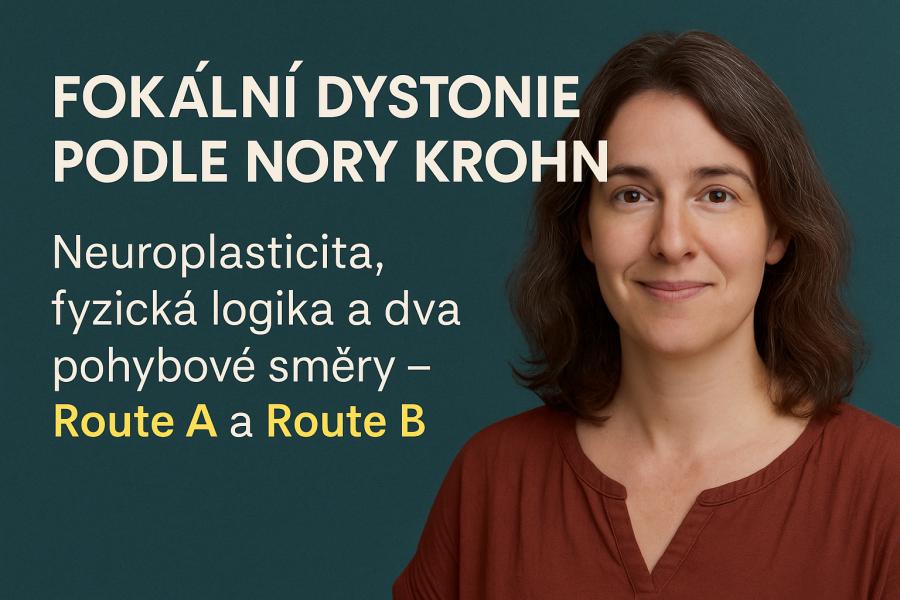 Ilustrace fyzické logiky s ikonami mozku, oka a dvou cest Route A a Route B. Vytvořil Chat GPT